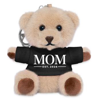 Mom Est. 2026 | Mutter | Muttertag Geschenk - Teddy Schlüsselanhänger - Schwarz - Vorne