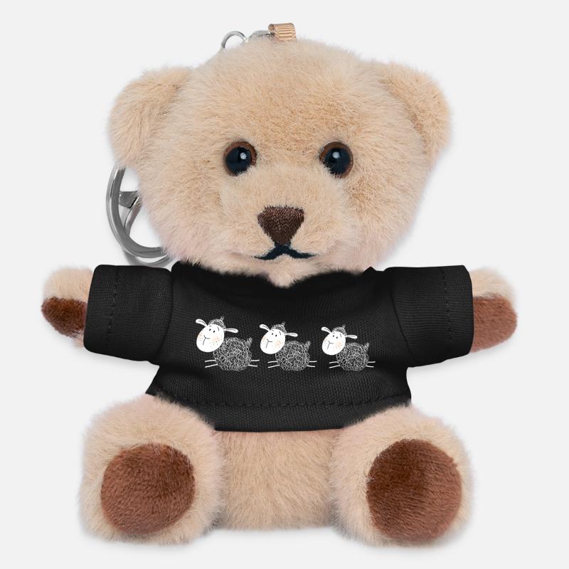 Three sheep are best friends - sheep - lamb - Teddy Keyring - black