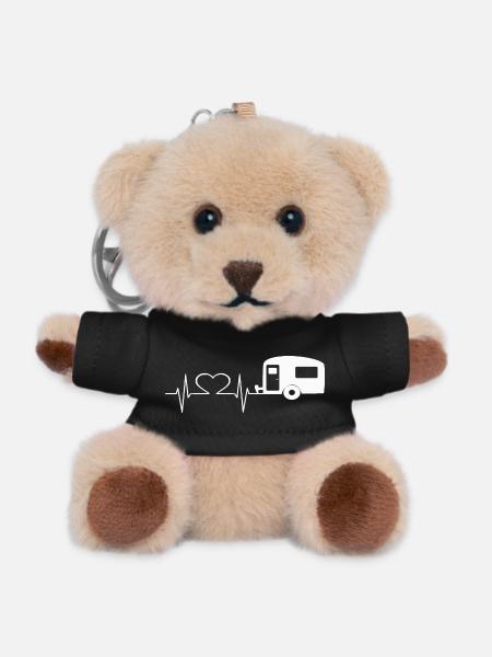 Wohnwagen Camping Heartline Herzlinie Like weiss - Teddy Schlüsselanhänger - Schwarz