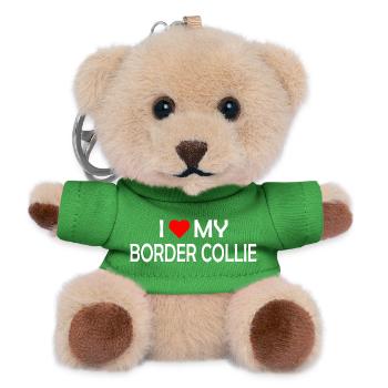 Ich liebe meinen Border Collie - Teddy Schlüsselanhänger - Grün - Vorne