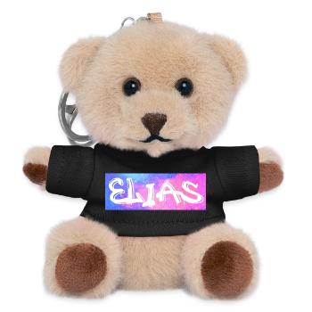 Elias Name Gift Idea Galaxy - Teddy Keyring - black - Front