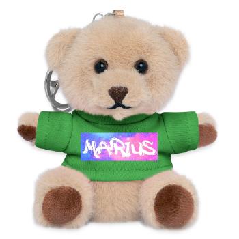 Marius Name Gift Gift Idea Galaxy - Teddy Keyring - green - Front