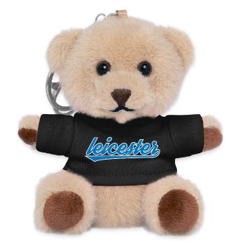 Leicester Blue Script Design - Teddy Keyring - black - Front