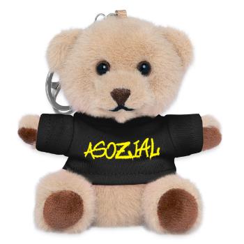 Asozial - Malle & Party-Spruch - Teddy Schlüsselanhänger - Schwarz - Vorne