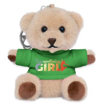 Lustiges Trampolin Mädchen - Teddy Schlüsselanhänger - Grün - Vorne