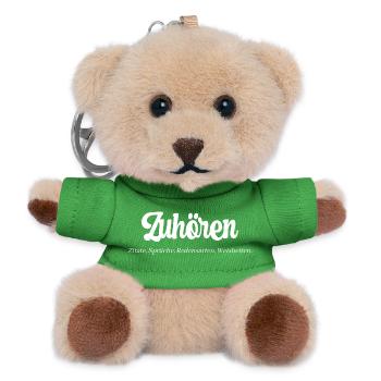 Zuhören. Zitate, Sprüche, Redensarten, Weisheiten. - Teddy Schlüsselanhänger - Grün - Vorne
