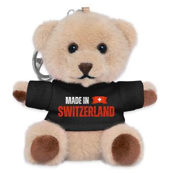 Made in Switzerland, Schweizer Stolz - Teddy Schlüsselanhänger - Schwarz - Vorne