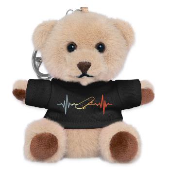 Vintage Skateboard Herzschlag - Teddy Schlüsselanhänger - Schwarz - Vorne