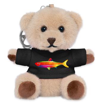 Bunter Fantasiefisch mit Regenbogenfarben - Teddy Schlüsselanhänger - Schwarz - Vorne
