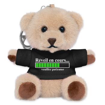 Ladeanzeige, Wecker läuft: - Teddy Schlüsselanhänger - Schwarz - Vorne