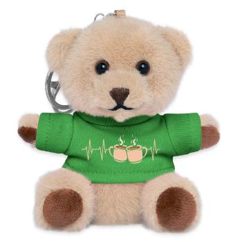 Kaffee Puls Herzschlag Zwei Tassen - Teddy Schlüsselanhänger - Grün - Vorne