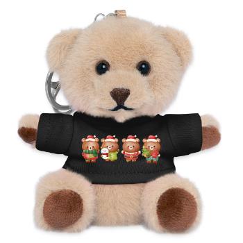Quatuor d’ours de Noël festif - Porte-clés ourson - noir - Devant