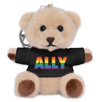 ALLY – Design arc-en-ciel pour les partisans LGBTQ+ - Porte-clés ourson - noir - Devant