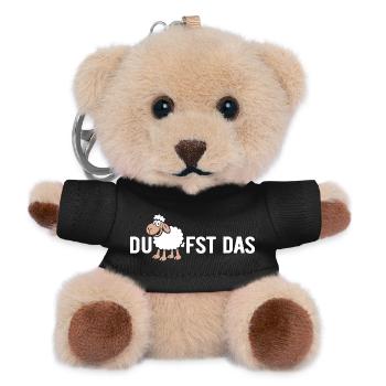 Du SCHAFfst das - Wortspiel mit Schaf - Teddy Schlüsselanhänger - Schwarz - Vorne