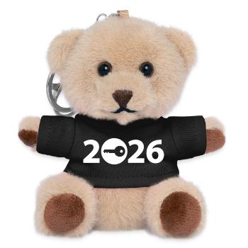 Bauherr 2026, Schlüsseldienst 2026 - Teddy Schlüsselanhänger - Schwarz - Vorne