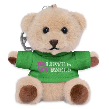 Believe In Yourself - Pink Scribble White - Teddy Keyring - green - Front
