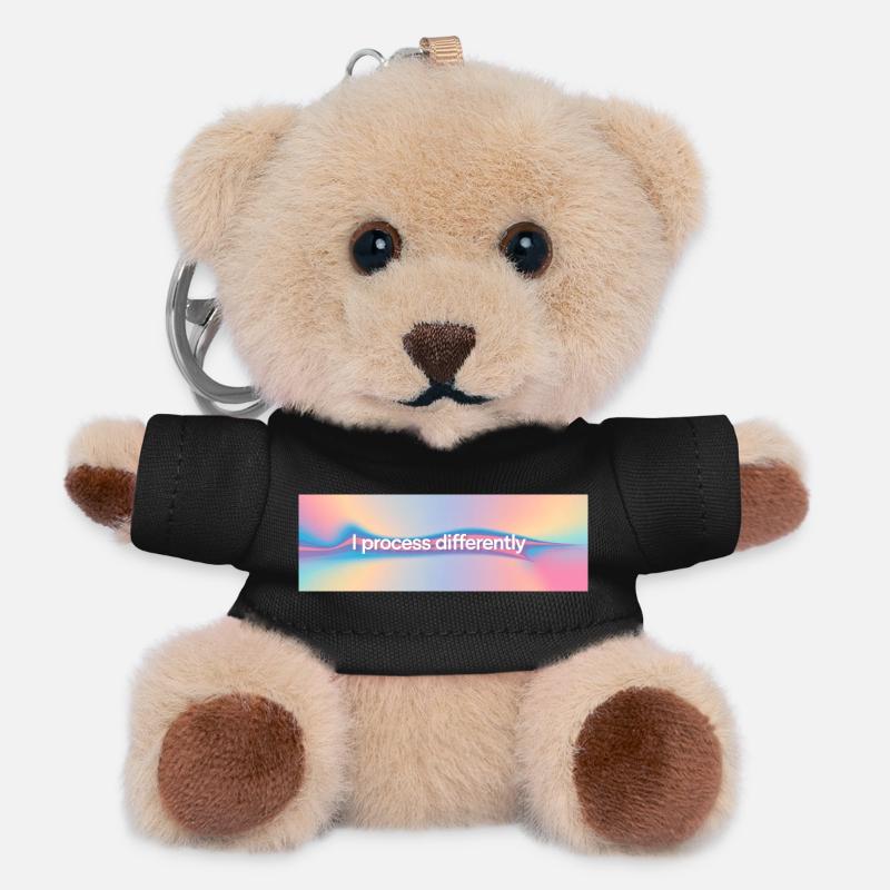 I process differently - Teddy Keyring - black