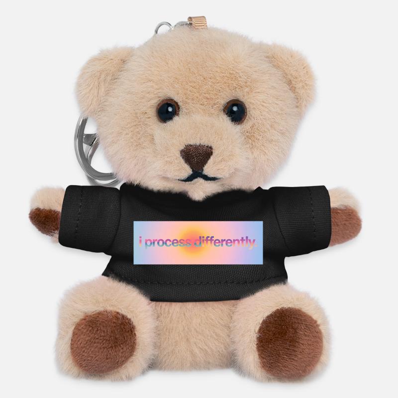 I process differently - Teddy Keyring - black