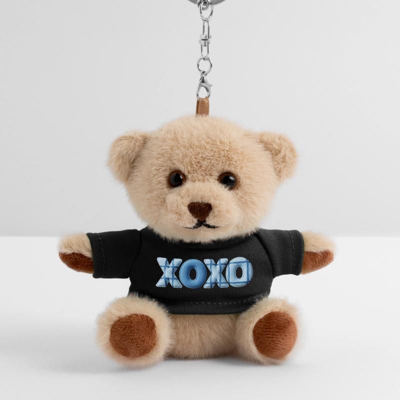 XOXO Patchwork Look with Fabric Look Teddy Keyring