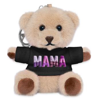 Mama Patchwork Vintage Family Love - Teddy Schlüsselanhänger - Schwarz - Vorne