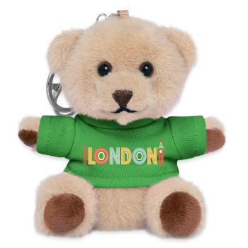 Mehrfarbiges Retro-London - Teddy Schlüsselanhänger - Grün - Vorne