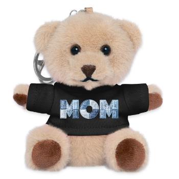 Cadeau de lettrage Patchwork Mom pour Maman - Porte-clés ourson - noir - Devant