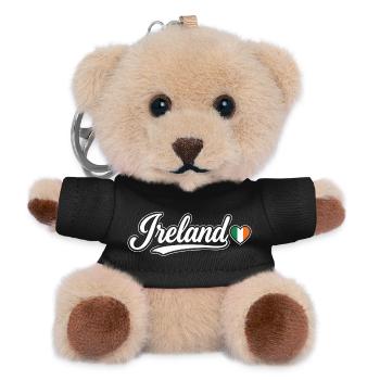 Ireland Script with Flag Heart Fan Patriotic - Teddy Keyring - black - Front