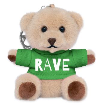Conception typographique de musique rave - Porte-clés ourson - vert - Devant