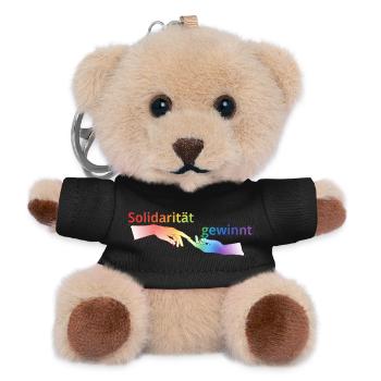 Solidarität gewinnt Pride T-Shirt Regenbogen - Teddy Schlüsselanhänger - Schwarz - Vorne