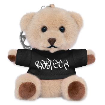 Rostock Graffiti Schrift auf Schwarz - Teddy Schlüsselanhänger - Schwarz - Vorne
