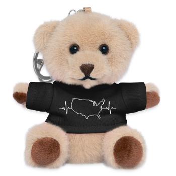 USA Map Heartbeat - Teddy Keyring - black - Front