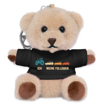 traktor ich meine follower trecker landwirt - Teddy Schlüsselanhänger - Schwarz - Vorne