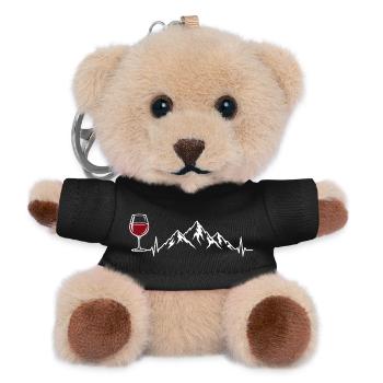 Wein Berge Herzschlag Outdoor Design - Teddy Schlüsselanhänger - Schwarz - Vorne