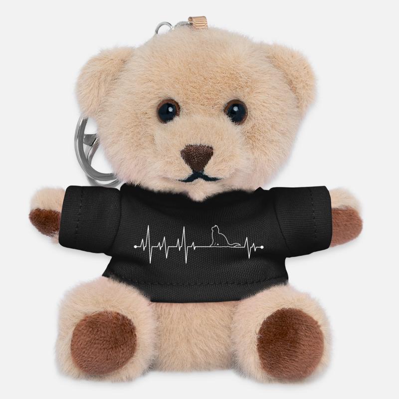 Cat on Heartbeat Line - Teddy Keyring - black
