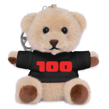 100. 100 YEARS. 100th ANNIVERSARY. BIRTHDAY 100 - Teddy Keyring - black - Front