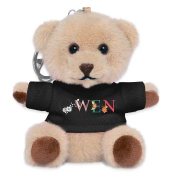 OWEN Namenskunst mit gestickten Blumen - Teddy Schlüsselanhänger - Schwarz - Vorne