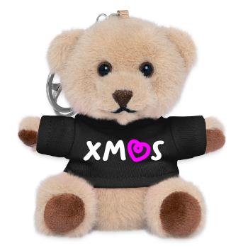 Xmas Heart Christmas Christmas Advent Santa - Teddy Keyring - black - Front