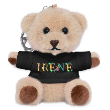 IRENE Name Adorned with Flowers - Teddy Keyring - black - Front