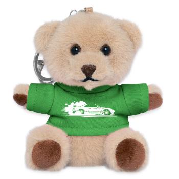 Sports car in drift motion - Teddy Keyring - green - Front