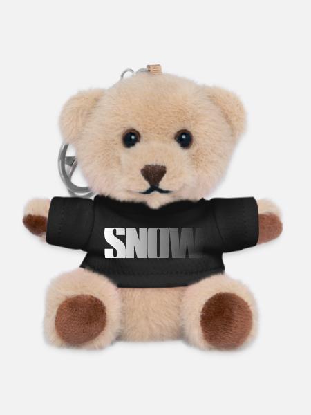 SNOW Lettering Snow White Bold Font Fat - Teddy Keyring - black