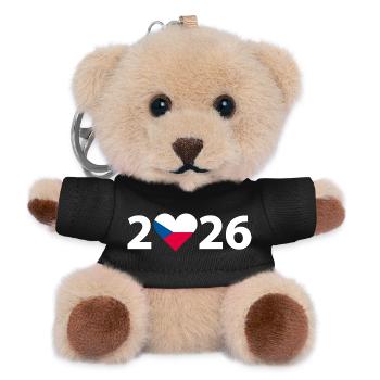 I love Tschechien 2026, Urlaub in Tschechien 2026 - Teddy Schlüsselanhänger - Schwarz - Vorne