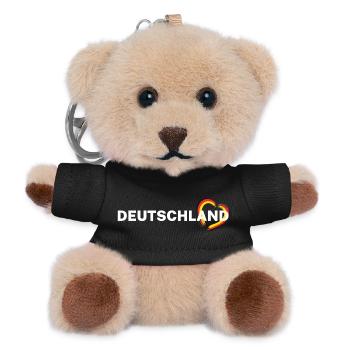 Deutschland – Herz in Schwarz Rot Gold - Teddy Schlüsselanhänger - Schwarz - Vorne