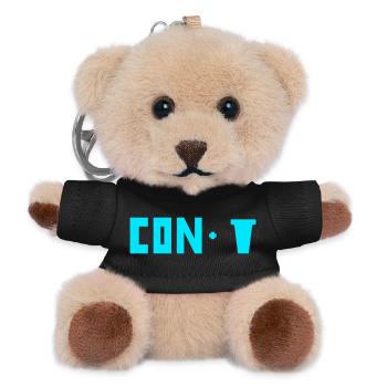 Rebus Funny Con Pot Word Game Humor - Teddy Keyring - black - Front