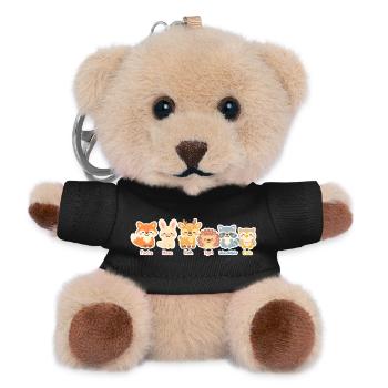 Niedliche Waldtiere Serie im Clipart-Stil - Teddy Schlüsselanhänger - Schwarz - Vorne