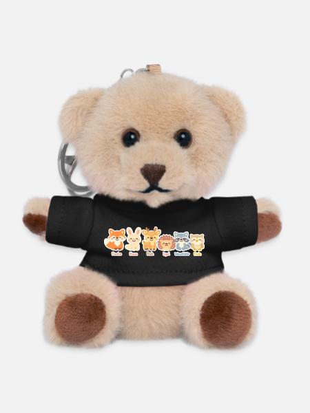 Niedliche Waldtiere Serie im Clipart-Stil - Teddy Schlüsselanhänger - Schwarz