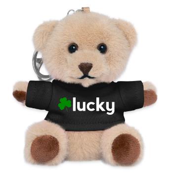 Lucky Shamrock Minimalistisches irisches Design - Teddy Schlüsselanhänger - Schwarz - Vorne