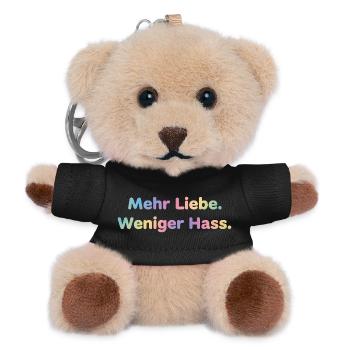 Mehr Liebe Shirt Sticker für Frauen und Männer - Teddy Schlüsselanhänger - Schwarz - Vorne