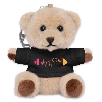 hantel herzschlag fitness bodybuilder pumpen  - Teddy Schlüsselanhänger - Schwarz - Vorne