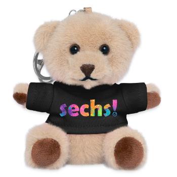 SECHS 6 JAHRE 6. GEBURTSTAG - Teddy Schlüsselanhänger - Schwarz - Vorne