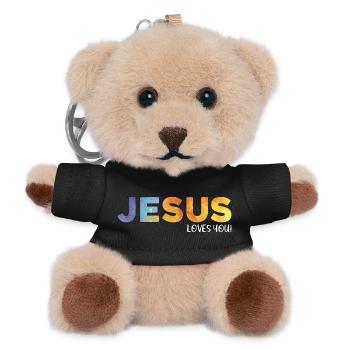 Jesus liebt dich, Jesus liebt dich. - Teddy Schlüsselanhänger - Schwarz - Vorne